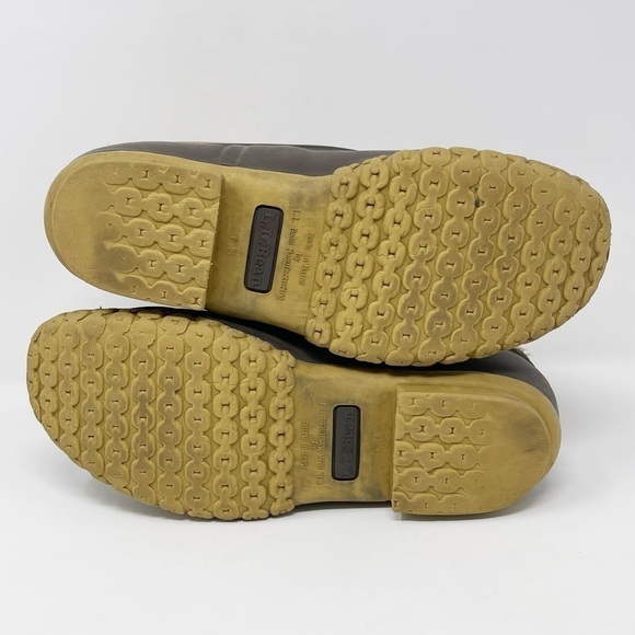 Vintage LL Bean Brown Leather Lace Up Unlined Hunting Ankle Duck Boots - Picture 11 of 11